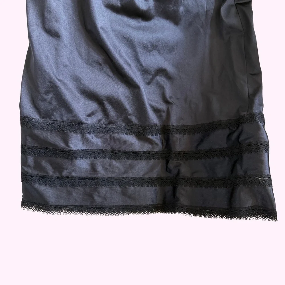 Vintage Sears Black Lace Hem Layered Slip Sz Small Made in the USA